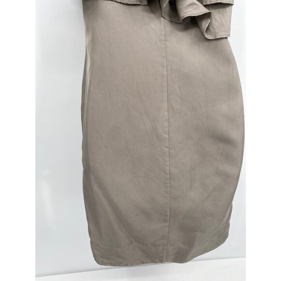 Banana Republic One Shoulder Tan Ruffle Dress 100% Silk Size 4P 4 Petite - Picture 11 of 11